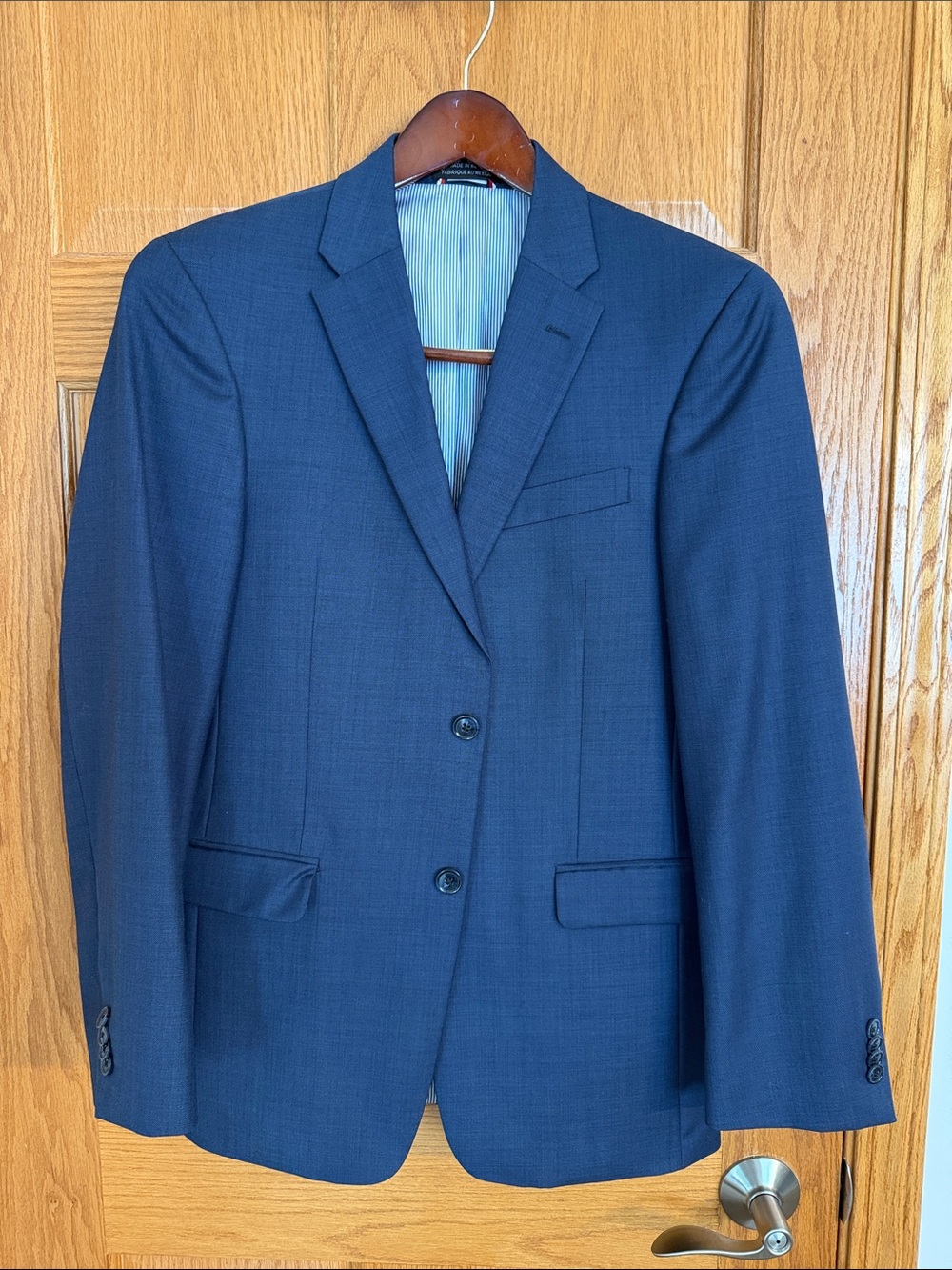 Men's Navy Blue Two-Button Suit Jacket by Tommy Hilfiger